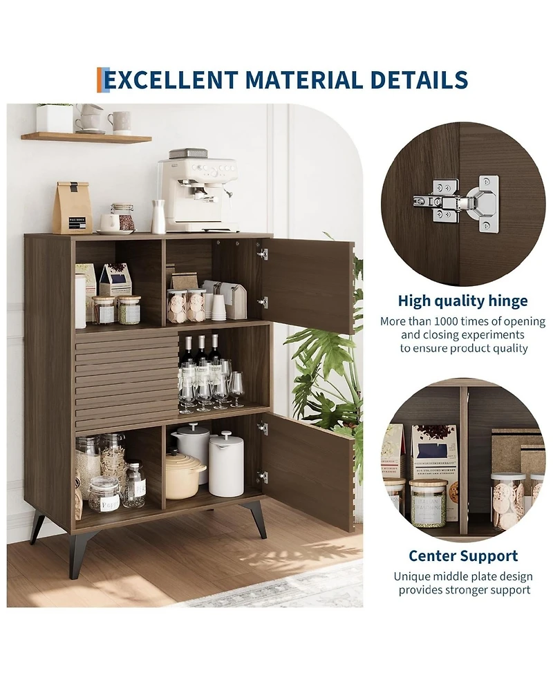 Gaomon Render 3 Tier Walnut Display Cabinet Storage Stand