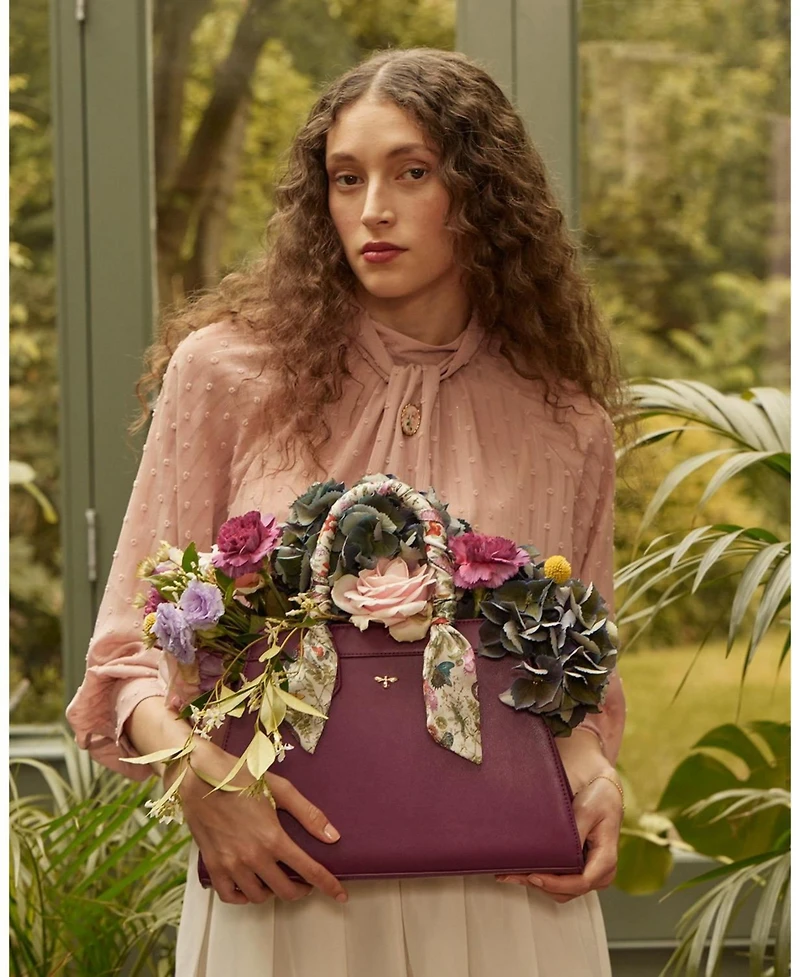 Fable England Floral Engravings Large Plum Tote