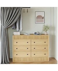 gaomon Modern Fluted 6 Drawer Dresser Wooden Storage Chest