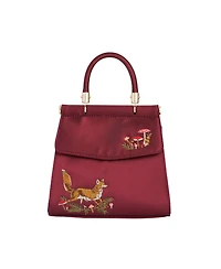 Fable England Women's Fox and Mushroom Embroidered Satin Tote