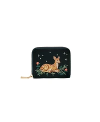 Fable England Fawn Embroidered Green Small Purse
