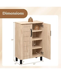 Yigii 5-Tier Shoe Storage Cabinet Freestanding Wooden Entryway 2 Doors Removable Shelves Ventilation Hole for Hallway Closet Living Room