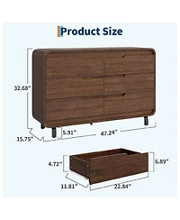 Gaomon Modern Wood Dresser with 6 Storage Drawers