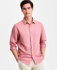 Alfani Men's Long-Sleeve Linen-Blend Stripe Dobby Shirt, Macy's Exclusive