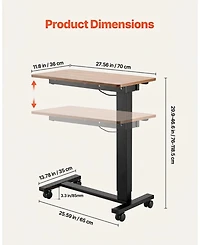 Sugift Overbed Table, Mobile with Electric Lift, Adjustable Height for Home or Office