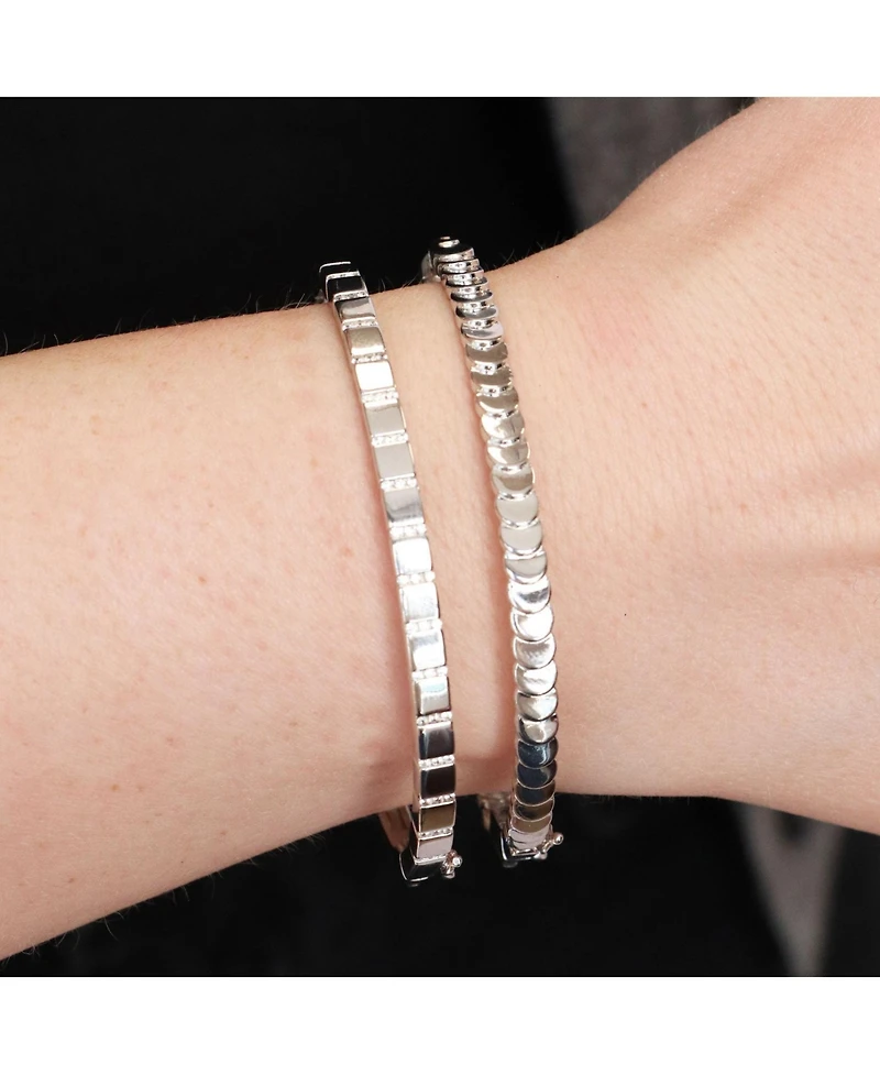 The Lovery Ribbed Cz Bangle Sterling Silver