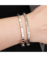 The Lovery Ribbed Cz Bangle Sterling Silver