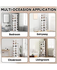 homfan 7 Tier Rotating Shoe Rack, White, 360degree(s) Shoe Storage Tower for 28 to 32 Pairs