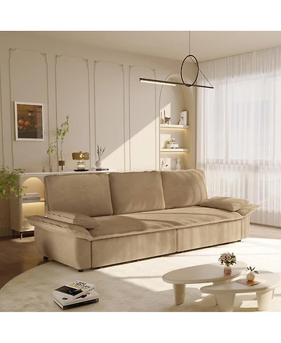 Streamdale Furniture 94.5" Corduroy King Pull Out Sofa Bed, 3-in-1 Convertible Sleeper