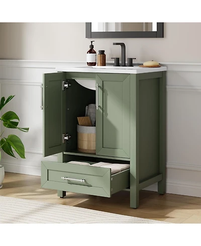 gaomon Bathroom Vanity with Sink Vintage Bathroom Cabinet Vanity with Doors and Drawers Farmhouse Wooden Freestanding Bathroom Cabinet with Top