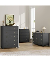 gaomon 4-Drawer Dresser for Bedroom, 37" Tall Wooden Storage Chest for Closet, Living Room, Hallway,