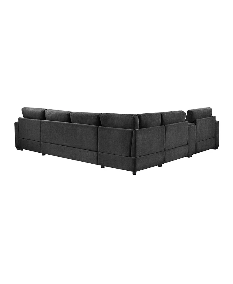 Streamdale Furniture 5-Seat 134" U-Shape Sectional Sofa with Chaise, Cup Holders & Storage
