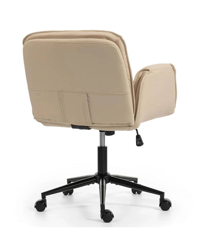 Streamdale Furniture Pu Criss Cross Swivel Desk Chair with Adjustable Armrests & Wheels