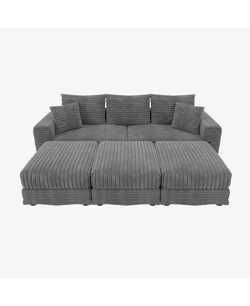 Streamdale Furniture 82.7" Plush Corduroy 3-Seat Sofa, Modern Comfy Upholstered Cloud Couch