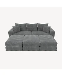 Streamdale Furniture 82.7" Plush Corduroy 3-Seat Sofa, Modern Comfy Upholstered Cloud Couch