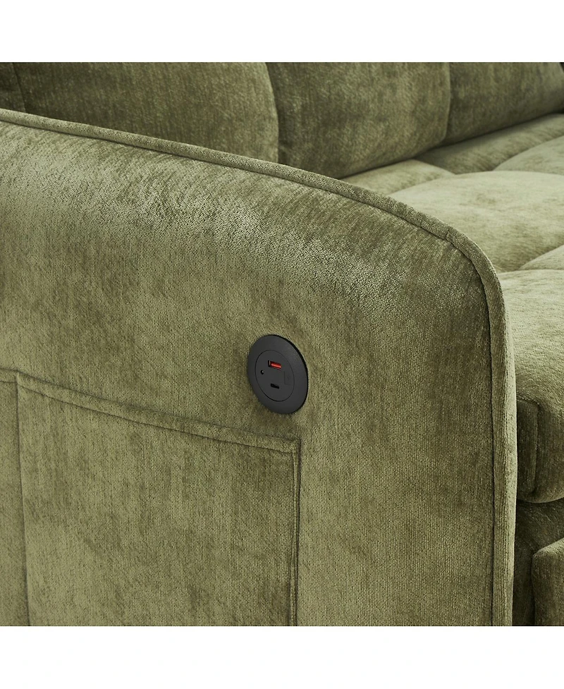 Streamdale Furniture 3-in-1 Sleeper Chair Bed, 80" Extra Long Pull Out Sofa with Usb Charging & Storage