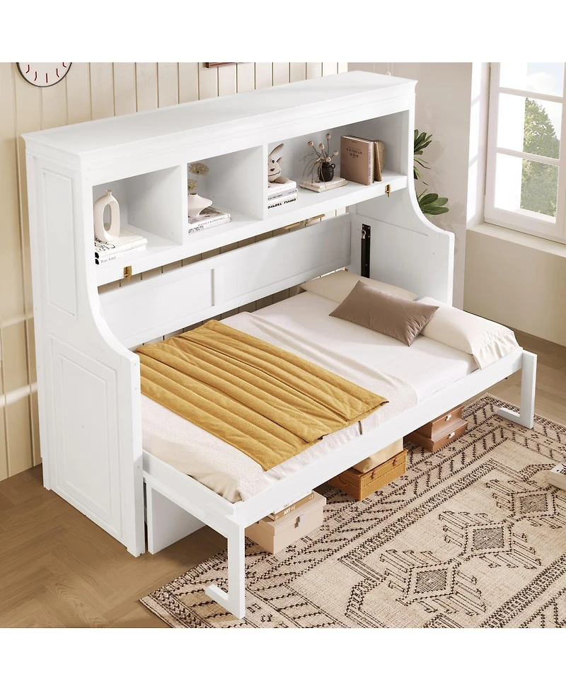 Streamdale Furniture Twin Size Murphy Bed with Desk and Storage Shelves