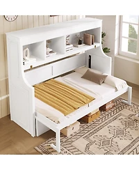 Streamdale Furniture Twin Size Murphy Bed with Desk and Storage Shelves