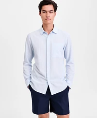 Alfani Men's Long-Sleeve Puckered Stripe One Pocket Shirt, Macy's Exclusive
