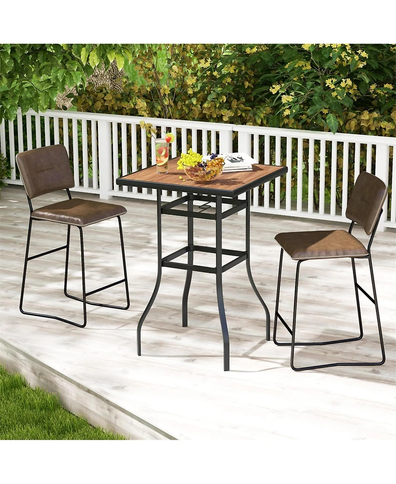 Gymax 27.5 Inches Patio Bar Table 1.5'' Umbrella Hole Metal Frame for Garden Outdoor