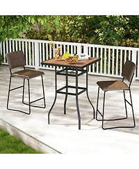 Gymax 27.5 Inches Patio Bar Table 1.5'' Umbrella Hole Metal Frame for Garden Outdoor