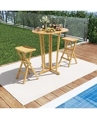 Gymax Outdoor Folding Bar Table w/ Oval Tabletop and Cross Base for Patio