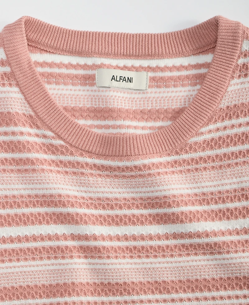 Alfani Men's Short-Sleeve Stripe Crewneck Sweater Tee, Macy's Exclusive
