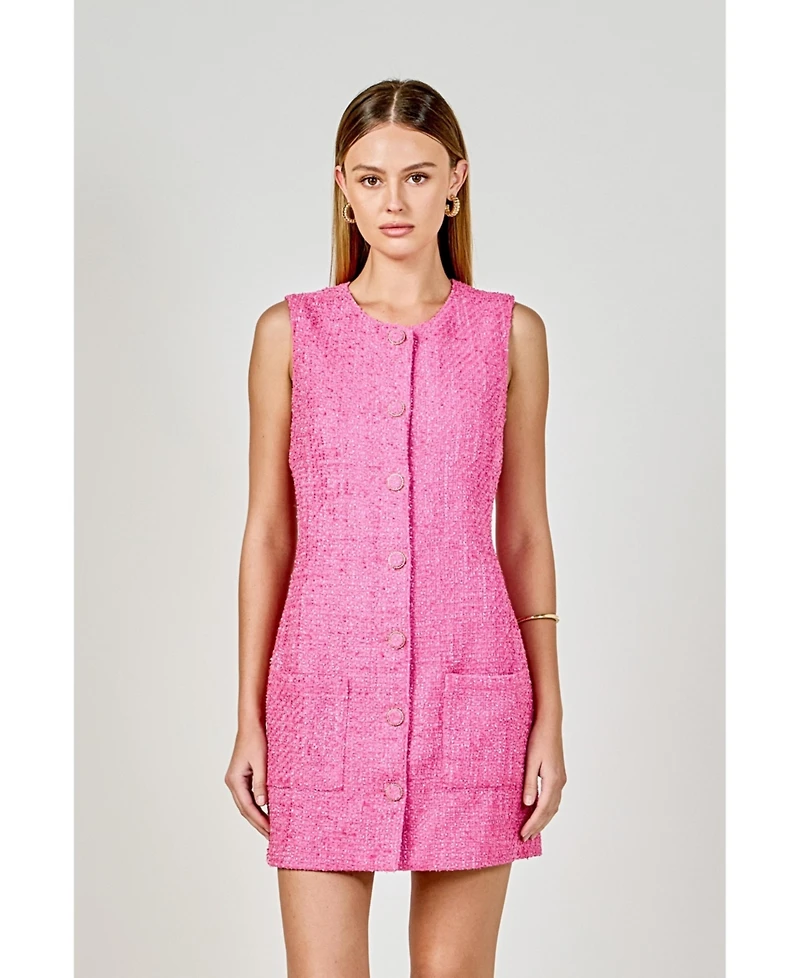 endless rose Women's Tweed Sleeveless Sheath Dress