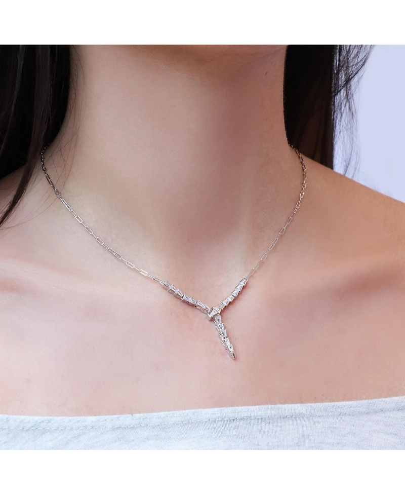 The Lovery Cz Snake Lariat Necklace Sterling Silver