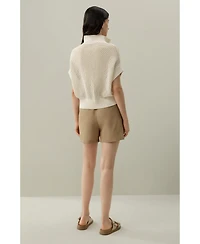 Lilysilk Women's Toscana Pointelle Knit Half-Zip Sweater