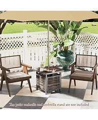 sumyeg 21.5-Inch Outdoor Pe Rattan Side Table with Umbrella Hole, Square Design