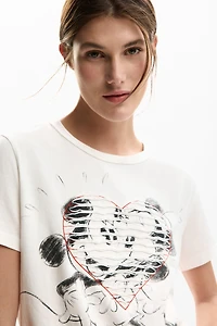 Desigual Women's Mickey and minnie Mouse heart t-shirt