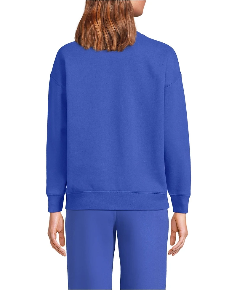 Lands' End Women's Relaxed Serious Sweats Long Sleeve Crewneck Sweatshirt