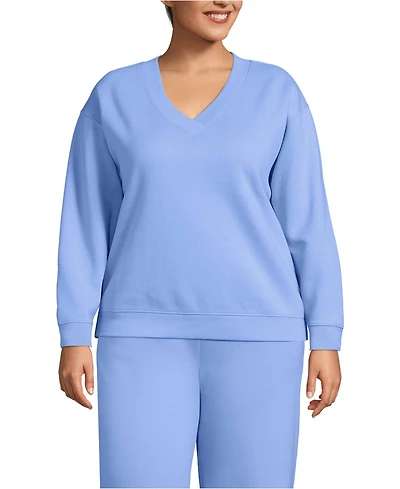 Lands' End Plus Long Sleeve Serious Sweats V-neck Sweatshirt
