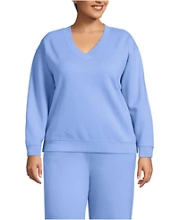 Lands' End Plus Long Sleeve Serious Sweats V-neck Sweatshirt