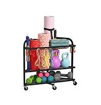 Mythinglogic Triangle Yoga Mat Storage Cart with Wheels for Home Gym Equipment
