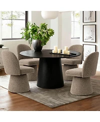 Maison Boucle Textured Upholstered Swivel Dining Side Chair, Armless 1 Piece