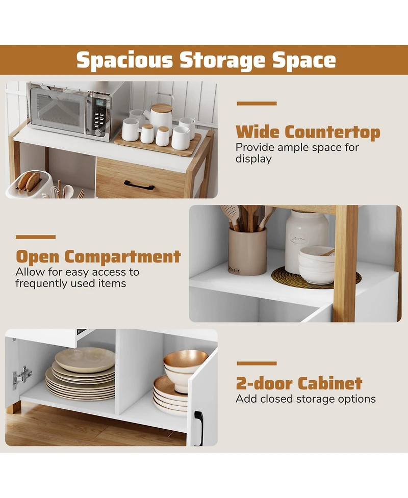 Sugift Kitchen Storage Cabinet with Drawer Pull Out Shelf and Doors