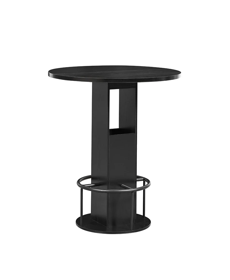 sumyeg 3-Piece Bar Table Set with 31.5-Inch Round and 2 Stools Metal Footrest Ring