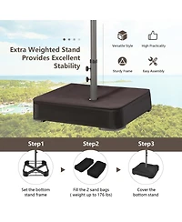 Sugift 15 ft Double Sided Patio Umbrella with Solar Led Lights