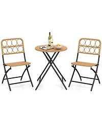 Sugift 3 Piece Folding Patio Bistro Set with Round Table and Chairs