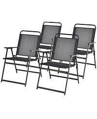Gymax Set of Heavy-Duty Metal Folding Chairs Frame Armrests Portable Patio