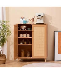 Sugift Rattan Shoe Cabinet, 5 Tiers with Adjustable Shelves for Entryway Storage