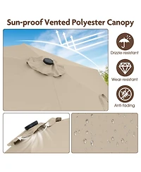 Sugift 7.5 ft Solar Powered Patio Umbrella with Led Lights and Crank