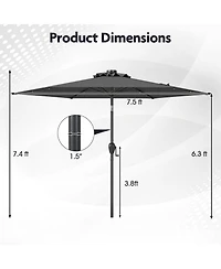 Sugift 7.5 ft Solar Powered Patio Umbrella with Led Lights and Crank