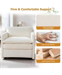 Gouun Oversized Accent Chair with Ottoman and Soft Corduroy Cushions