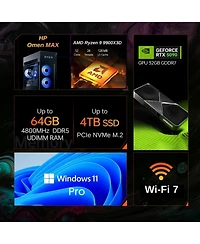 Hp Omen Max Tower Desktop Amd Ryzen 9 32GB Ram Nvidia GeForce Rtx 5090 1TB Ssd Storage Windows 11 Pro