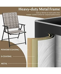 Gymax Set of 4 Folding Chairs w/ Armrests Metal Frame for Garden No Assembly Patio