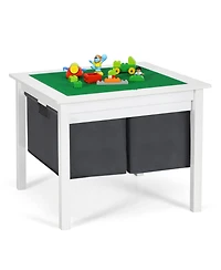 Sugift 2-in-1 Kids Double-sided Activity Building Block Table with Drawers