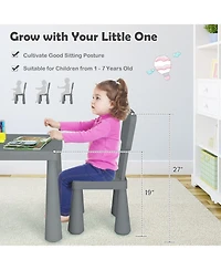 Sugift 3 Pieces Multifunction Activity Kids Play Table and Chair Set